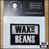 Wax and Beans Embroidered Patch (Iron or Sew on) (70mm Long Edge)